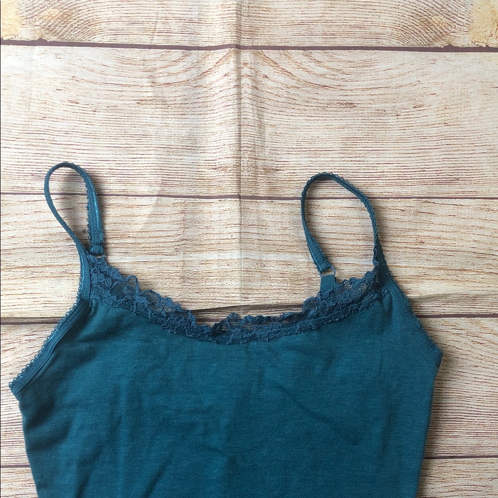Y2K Teal Camisole with Lace‎ Detail - Picture 3 of 5